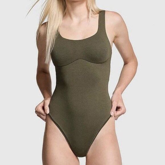Victorias Secret Pink Bodysuit Tops Bundle Size S Sleeveless Lavender Olive 2X1 - Picture 2 of 13